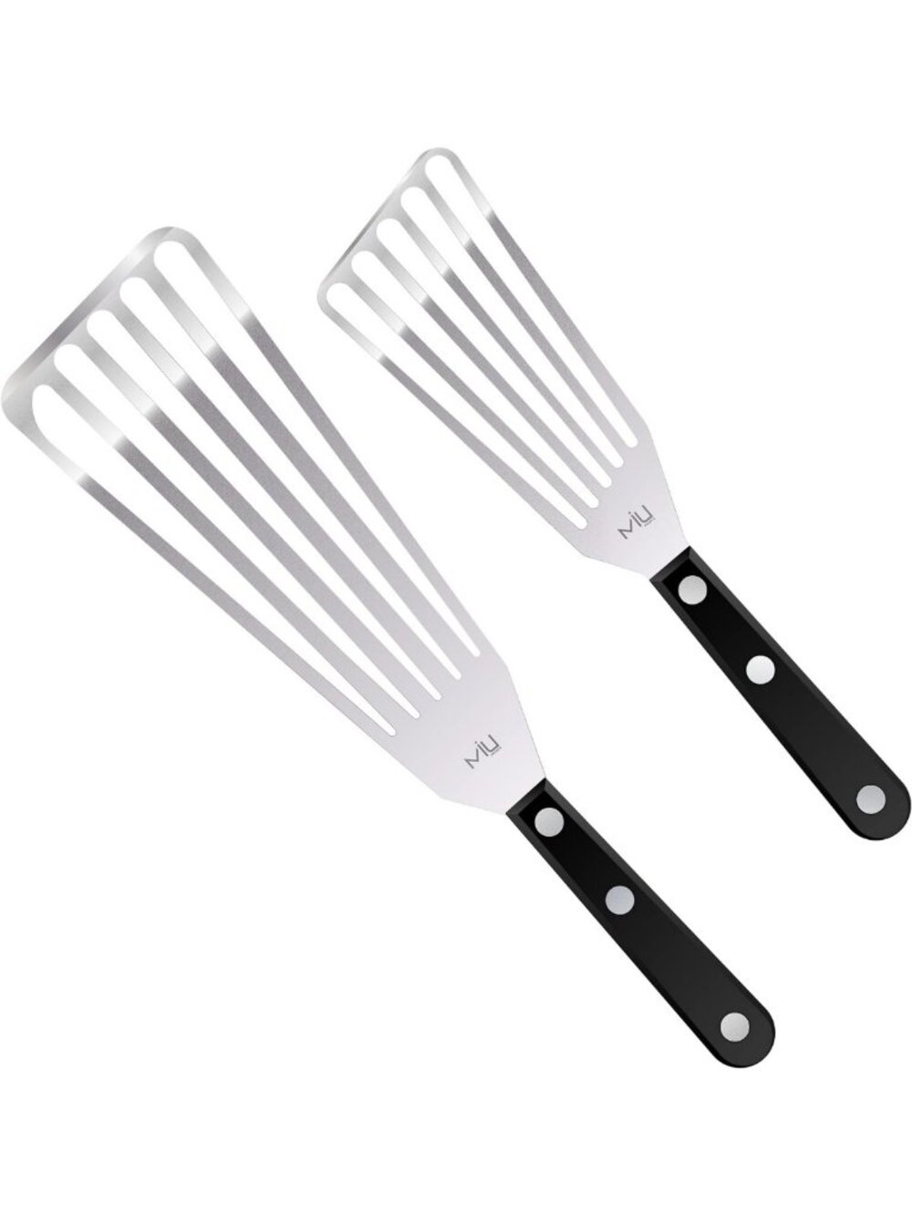 Set of 2 Stainless Steel Fish Spatulas, Flexible Slotted Turner, Dishwasher Safe